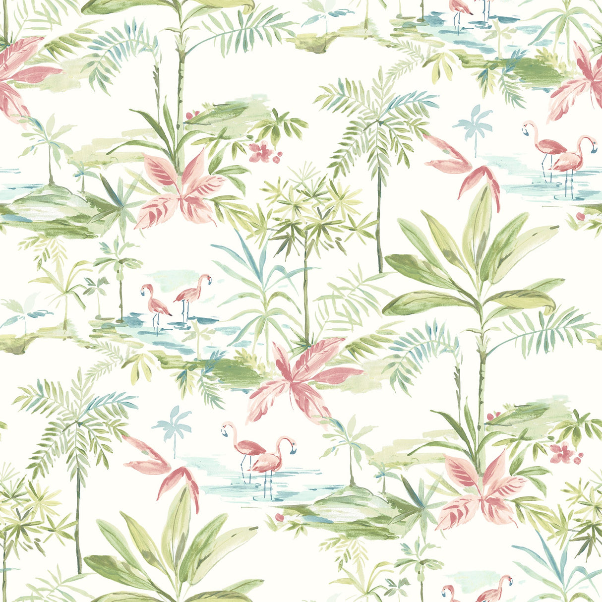 Chesapeake 3120-12071 Lagoon Green Scenic Island Wallpaper