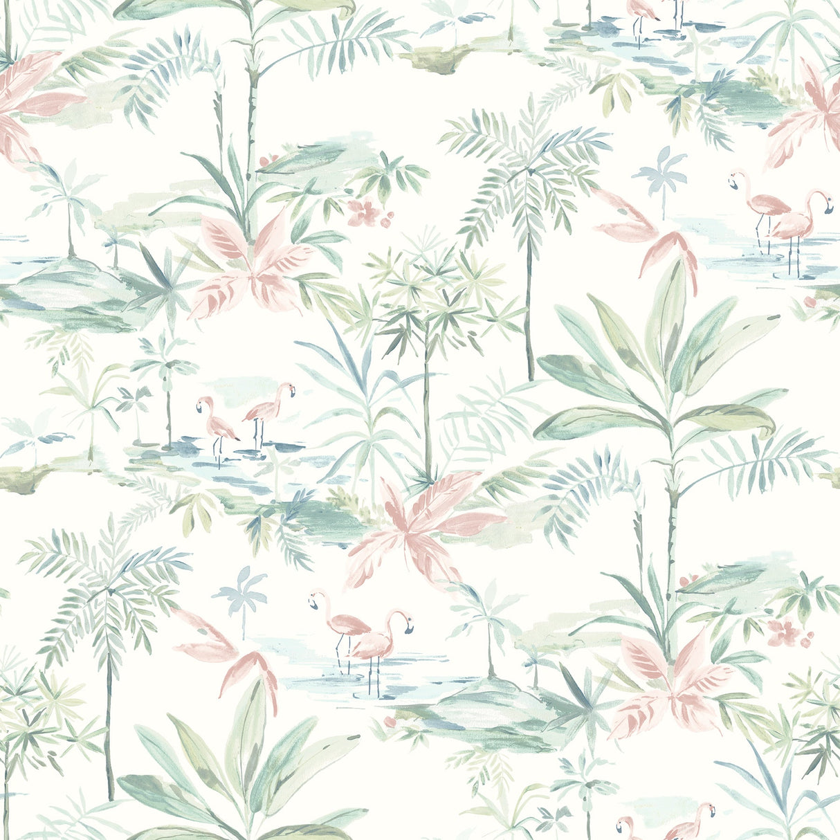 Chesapeake 3120-12075 Lagoon Teal Scenic Island Wallpaper