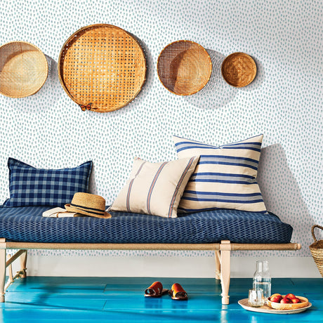Chesapeake 3120-13611 Sand Drips Aqua Painted Dots Wallpaper