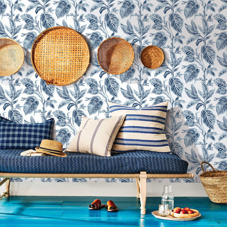 Chesapeake 3120-13625 Mangrove Blue Botanical Wallpaper