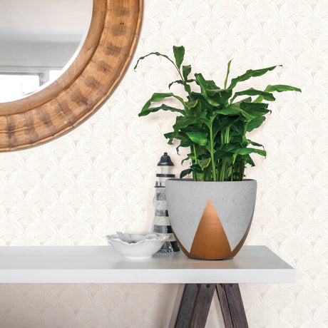 Chesapeake 3120-13651 Santiago Coral Scalloped Wallpaper