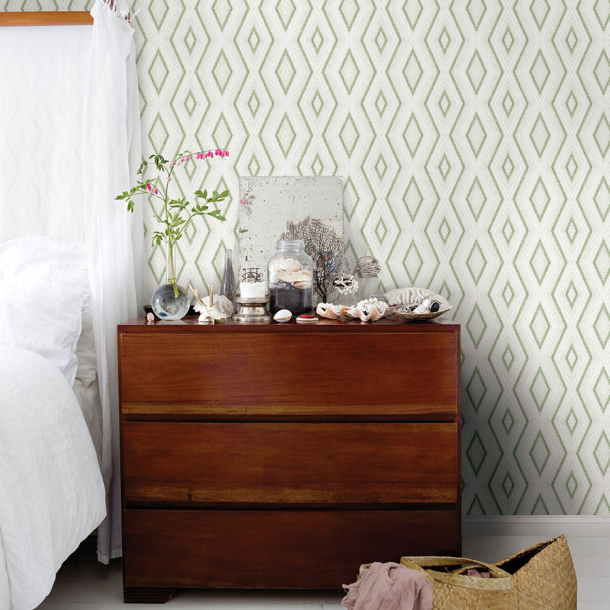 Chesapeake 3120-13662 Santa Cruz Green Geometric Wallpaper