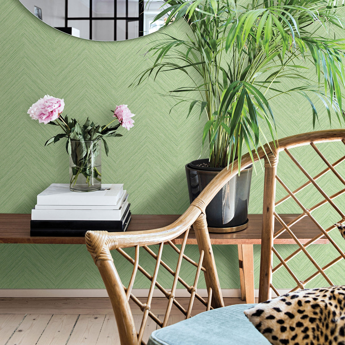 Chesapeake 3120-13673 Caladesi Green Faux Linen Wallpaper