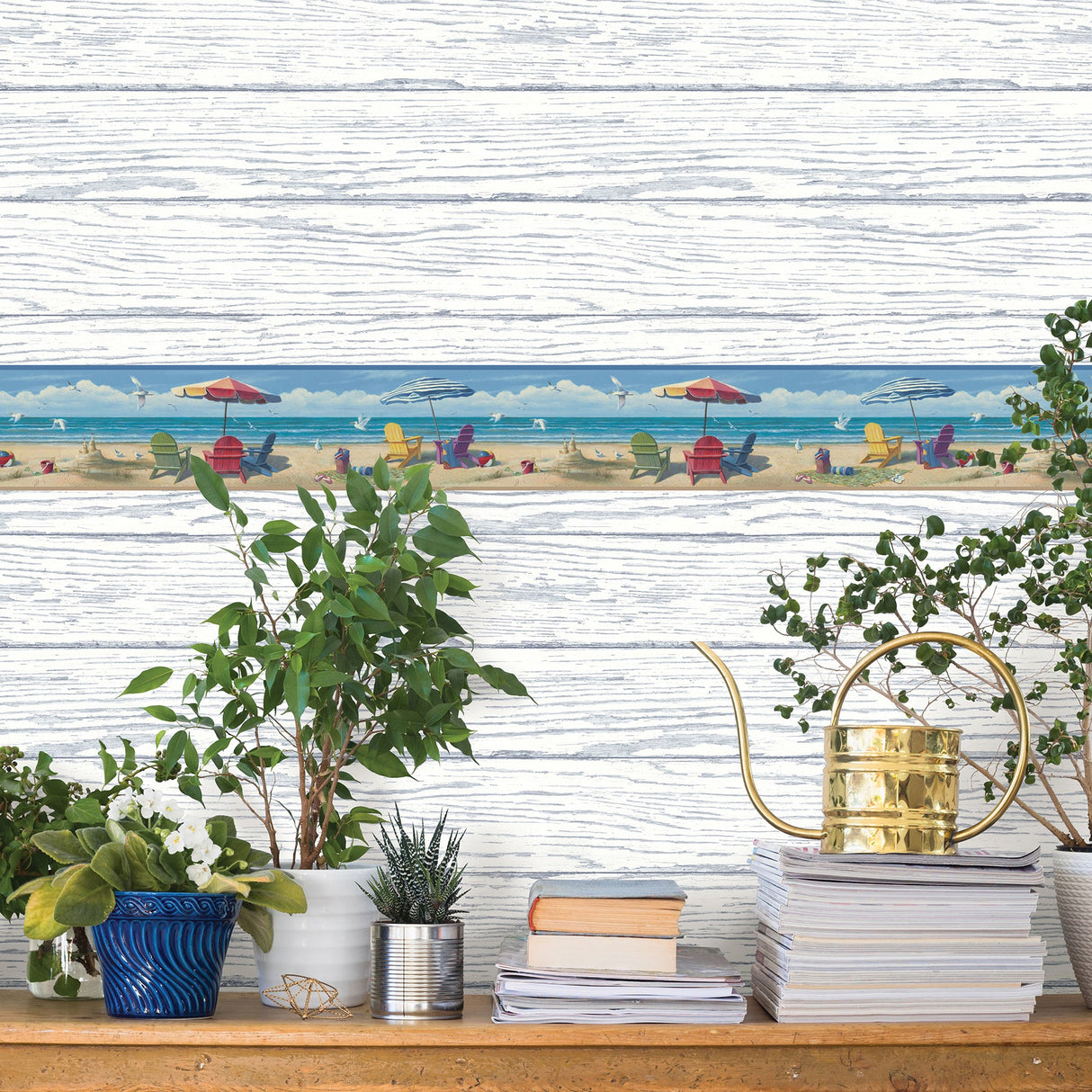 Chesapeake 3120-13691 Rehoboth Light Blue Distressed Wood Wallpaper