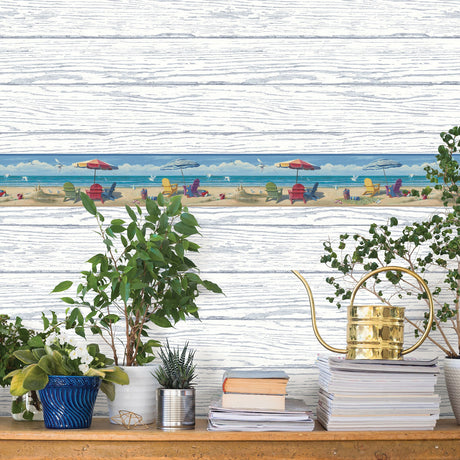 Chesapeake 3120-13691 Rehoboth Light Blue Distressed Wood Wallpaper