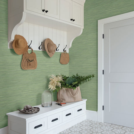 Chesapeake 3120-256017 Waverly Green Faux Grasscloth Wallpaper