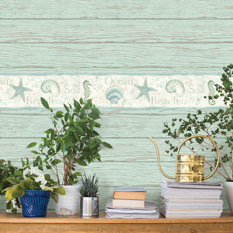 Chesapeake 3120-53562B Island Bay Sea Green Starfish Border