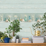 Chesapeake 3120-53603B Cahoon Teal Vases Border