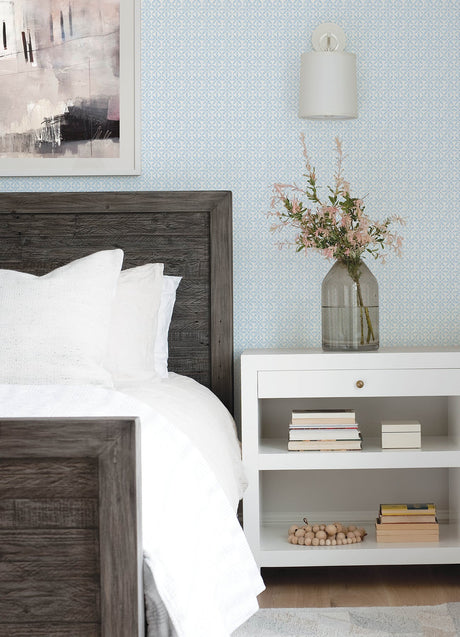 Chesapeake 3122-10602 Jellia Blue Petal Geometric Wallpaper