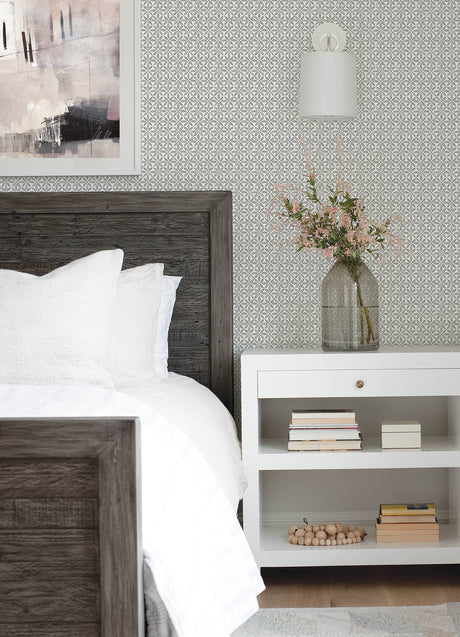 Chesapeake 3122-10613 Jellia Charcoal Petal Geometric Wallpaper