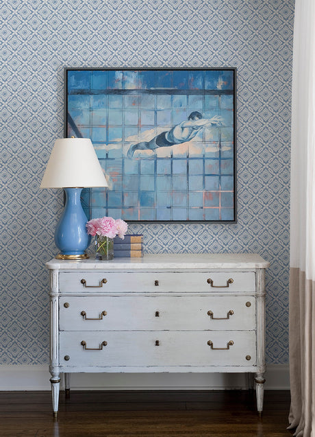 Chesapeake 3122-10702 Hugson Blue Quilted Damask Wallpaper