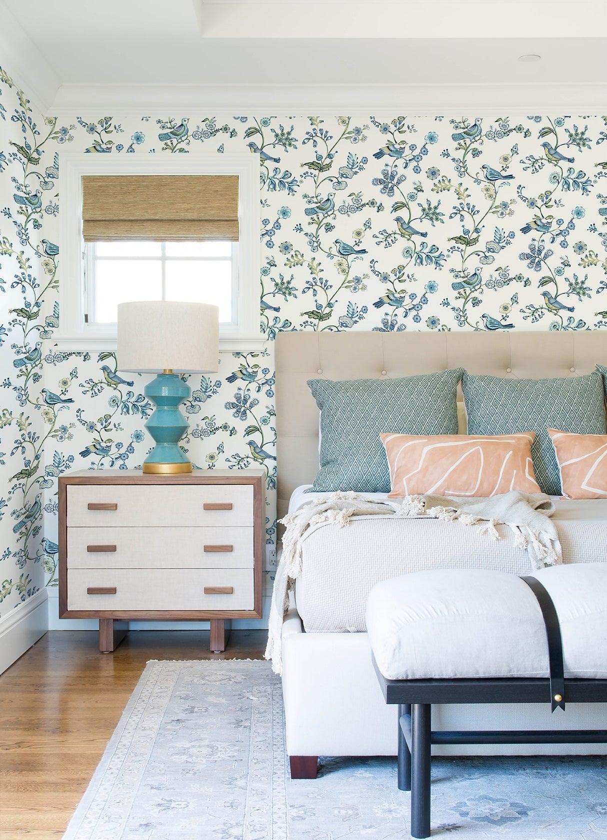 Chesapeake 3122-10802 Jinjur Teal Bird Trail Wallpaper