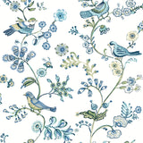 Chesapeake 3122-10802 Jinjur Teal Bird Trail Wallpaper