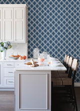 Chesapeake 3122-11002 Quelala Navy Ring Ogee Wallpaper