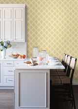 Chesapeake 3122-11003 Quelala Yellow Ring Ogee Wallpaper