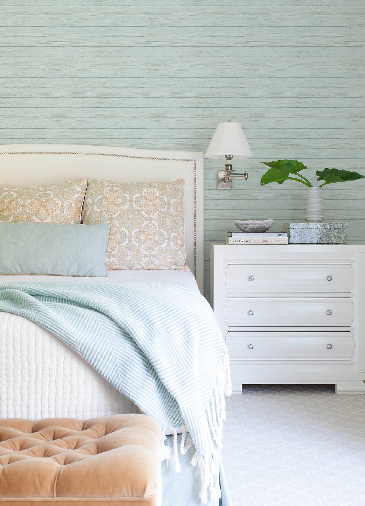 Chesapeake 3122-11204 Ozma Aqua Wood Plank Wallpaper