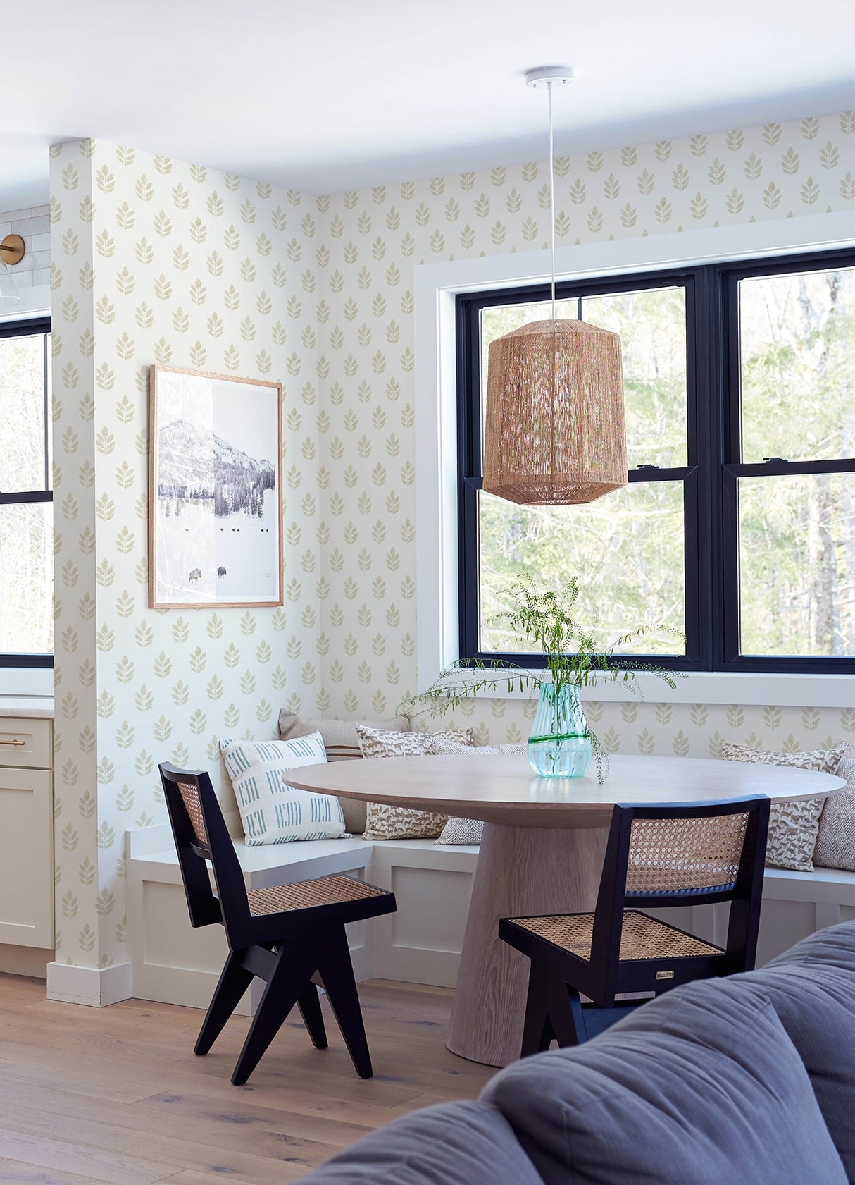 Chesapeake 3122-11305 Ervic Neutral Leaf Block Print Wallpaper