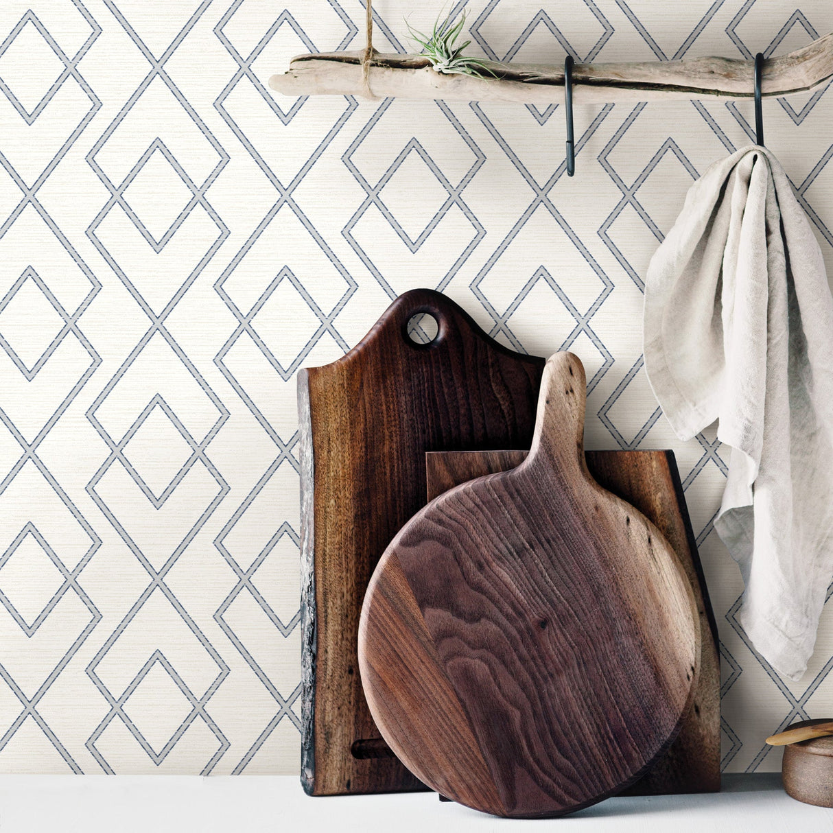 Chesapeake 3123-12422 Blaze Blue Trellis Wallpaper