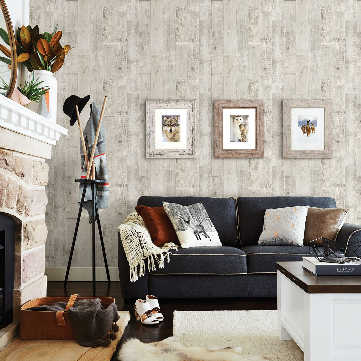 Chesapeake 3123-12694 Chebacco Light Grey Wooden Planks Wallpaper