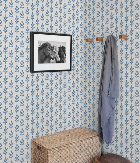 Chesapeake 3123-13841 Whiskers Blue Leaf Wallpaper