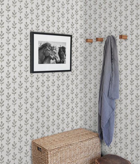Chesapeake 3123-13844 Whiskers Dark Grey Leaf Wallpaper