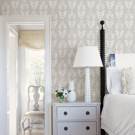 Chesapeake 3123-24473 Garland Grey Block Tulip Wallpaper