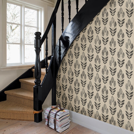 Chesapeake 3123-24474 Garland Black Block Tulip Wallpaper