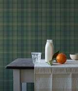 Chesapeake 3123-330212 Austin Green Plaid Wallpaper