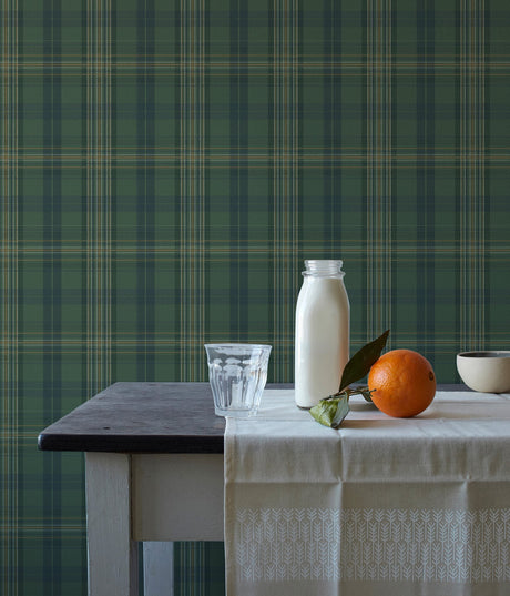 Chesapeake 3123-330212 Austin Green Plaid Wallpaper