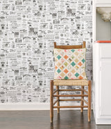 Chesapeake 3123-64272 Adamstown Ivory Newspaper Classifieds Wallpaper