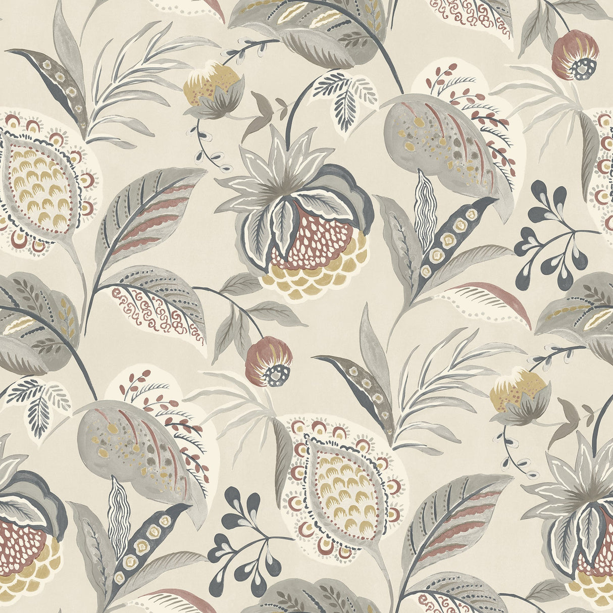 Chesapeake 3125-72304 Bohemian Grey Jacobean Wallpaper