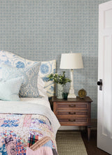 Chesapeake 3125-72305 Button Block Blue Geometric Wallpaper