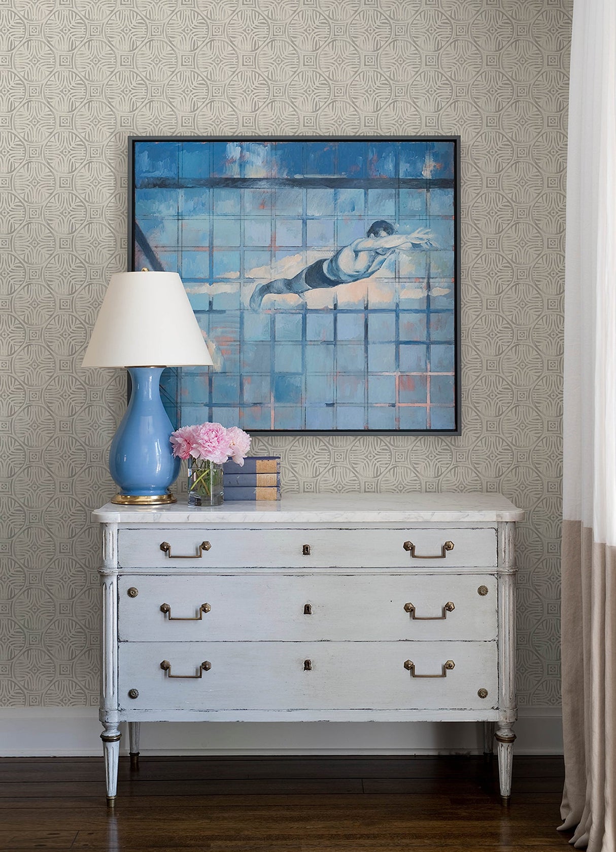 Chesapeake 3125-72313 Sandee Grey Medallion Wallpaper