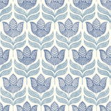 Chesapeake 3125-72345 Cathal Blue Tulip Block Print Wallpaper