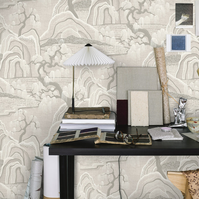 Schumacher 3134 INDIGO GARDEN in GREY Wallpaper - BORÃ…STAPE