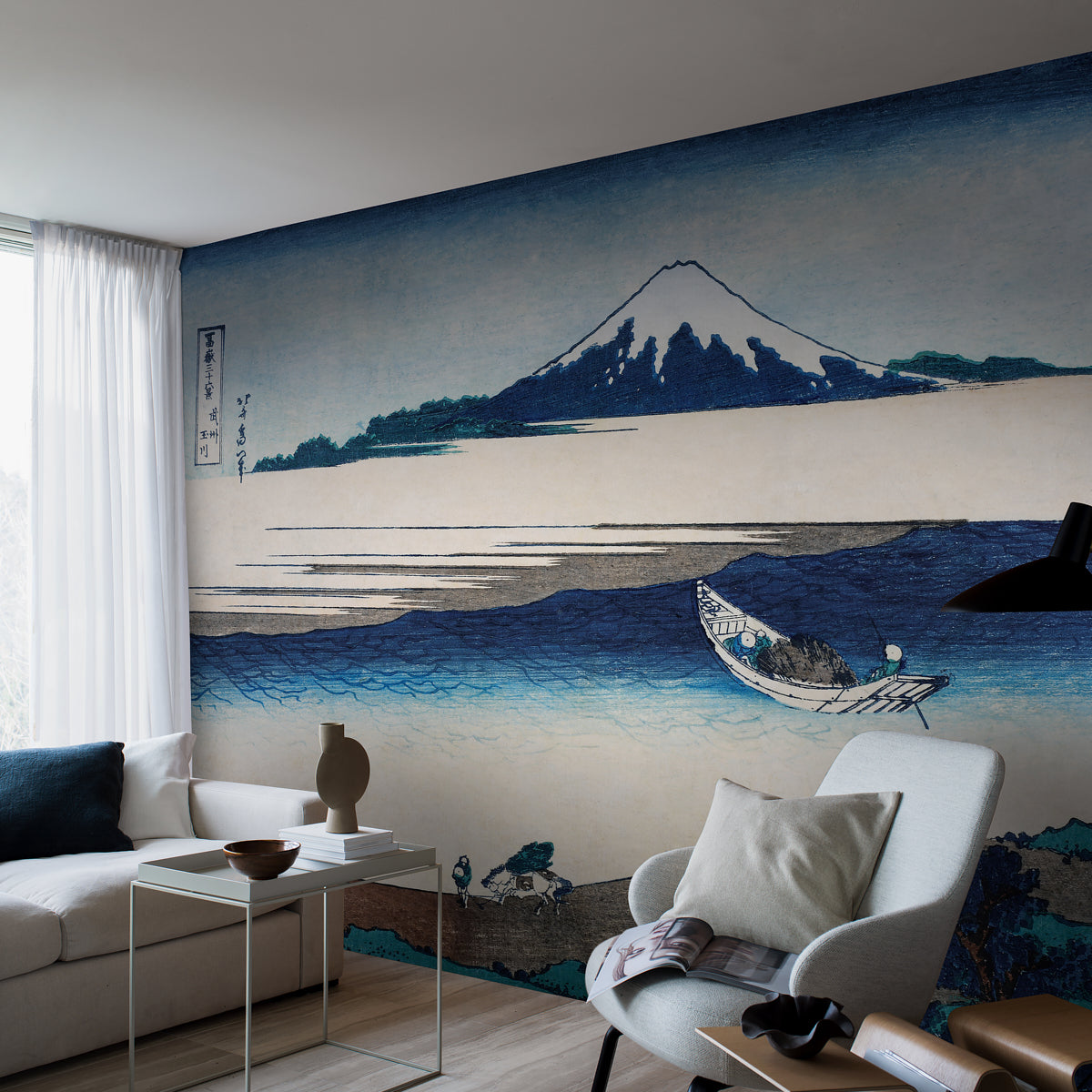 Schumacher Hokusai Mural Blue Wallpaper