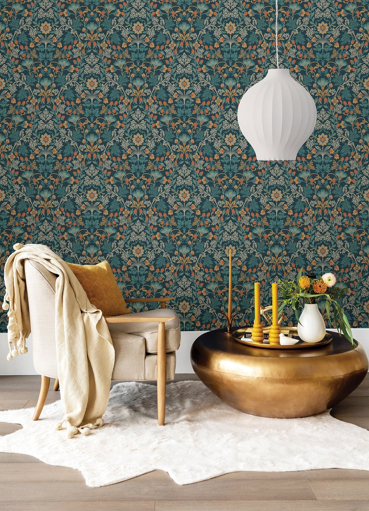 Eijffinger 316001 Lila Blue Strawberry Floral Wallpaper