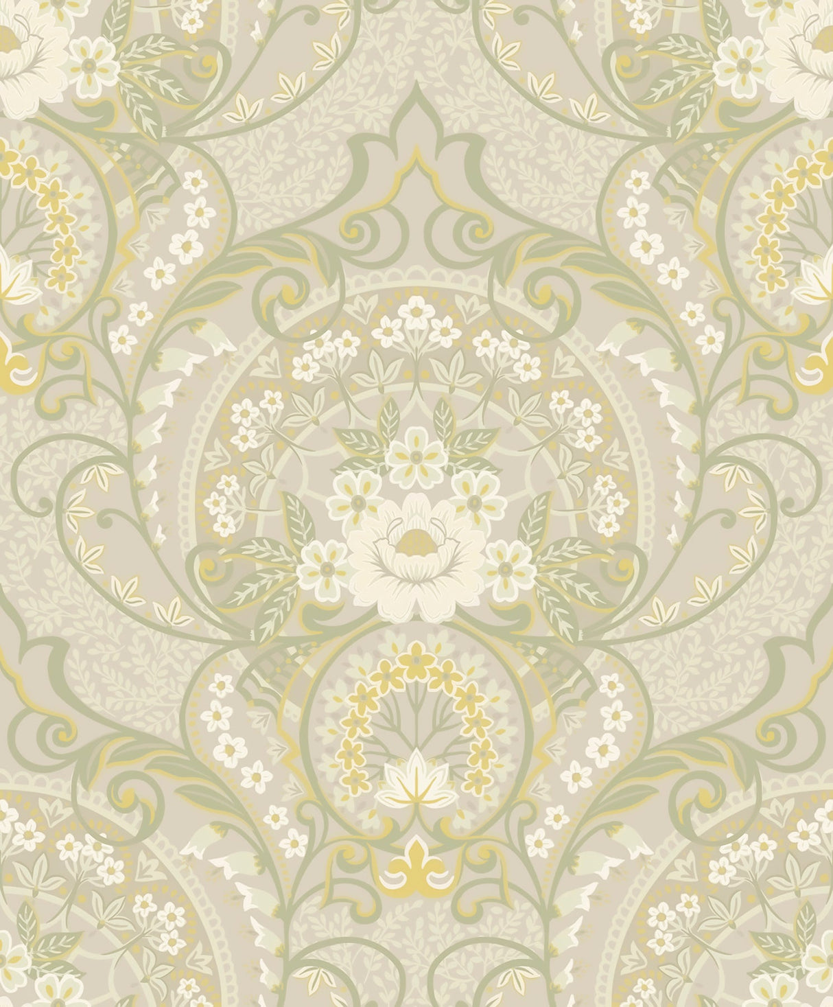 Eijffinger 316010 Nasrin Light Grey Damask Wallpaper