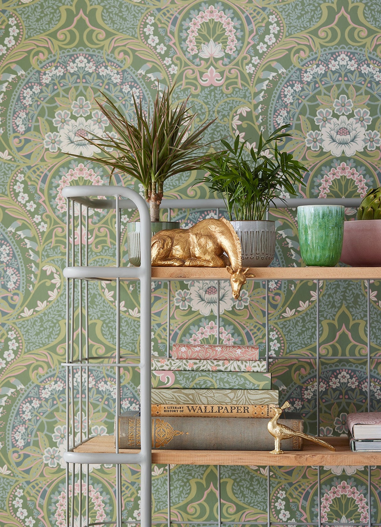 Eijffinger 316013 Nasrin Sea Green Damask Wallpaper