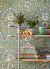 Eijffinger 316013 Nasrin Sea Green Damask Wallpaper