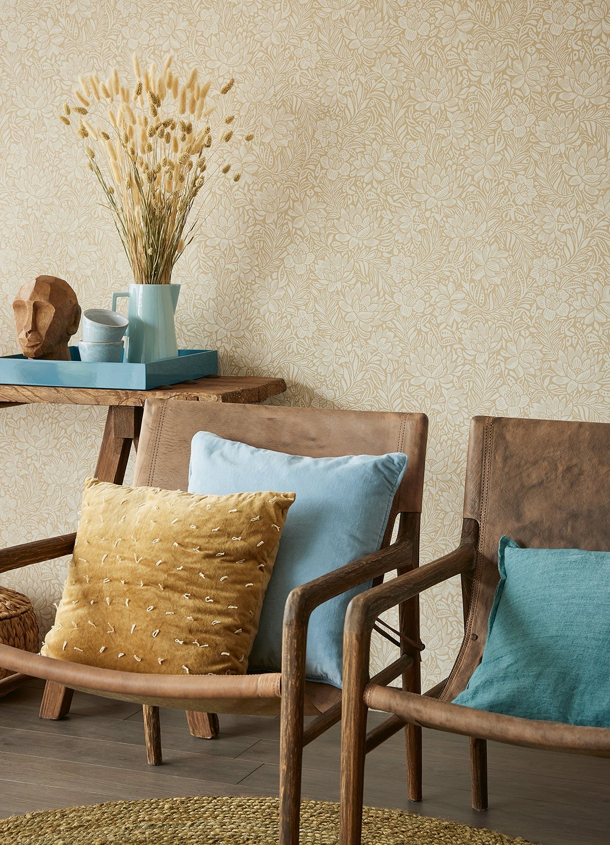 Eijffinger 316021 Zahara Wheat Floral Wallpaper