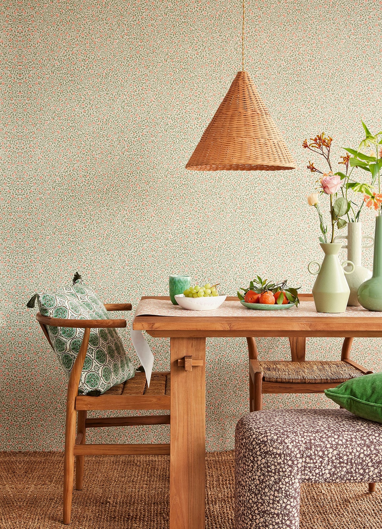 Eijffinger 316050 Marguerite Light Green Floral Wallpaper