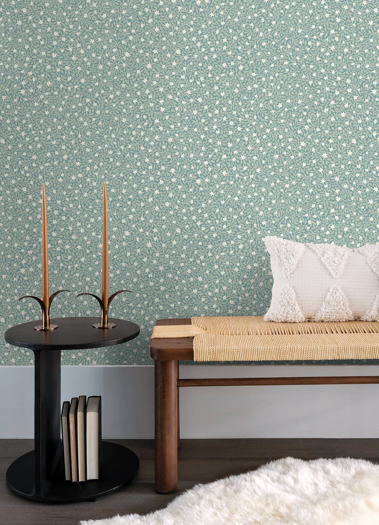 Eijffinger 316054 Marguerite Sea Green Floral Wallpaper