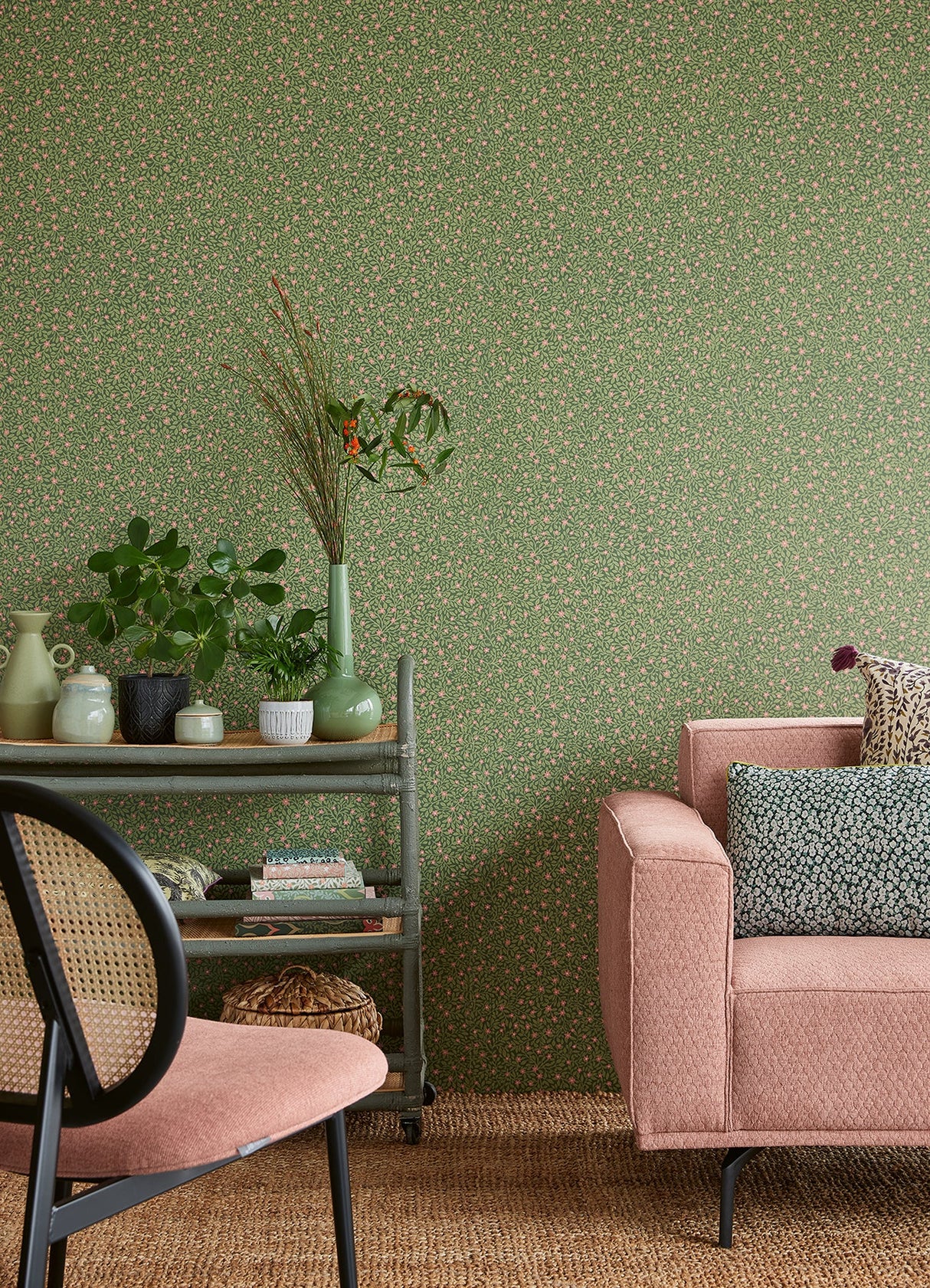 Eijffinger 316055 Marguerite Green Floral Wallpaper