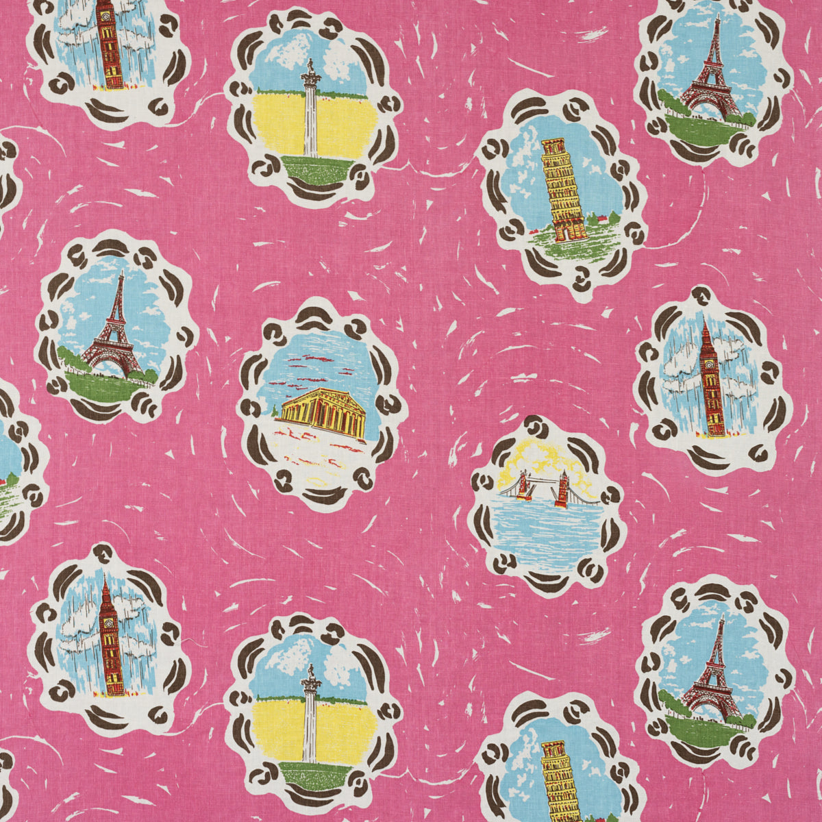 Schumacher 325B83 BON VOYAGE in FUCHSIA Fabric - RAOUL TEXTI