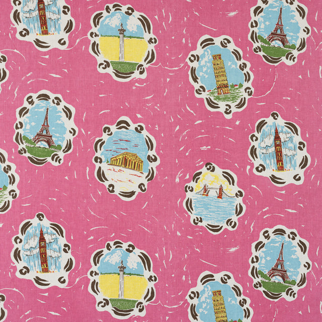 Schumacher 325B83 BON VOYAGE in FUCHSIA Fabric - RAOUL TEXTI