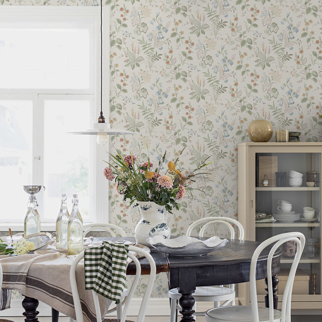 Schumacher 3261 FOLKLORE in IVORY AND MULTI Wallpaper - BORÃ