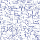 Eijffinger 330225 Kasabian Blue Hillside Village Sketch Wallpaper