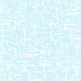Eijffinger 330228 Kasabian Aqua Hillside Village Sketch Wallpaper