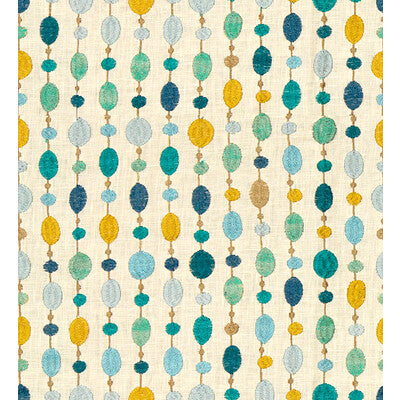 KRAVET COUTURE 33071.513.0 BEADED LINEN TURQUOISE Fabric - Eade's Wallpaper